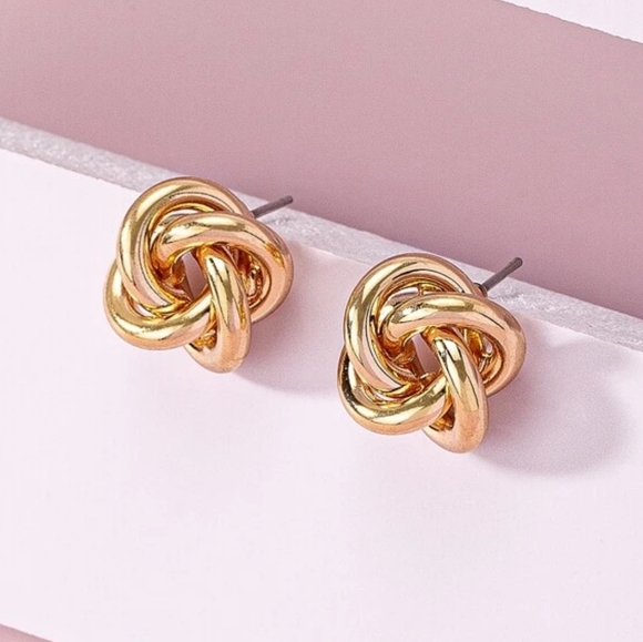 Athena Eternity Knot 18k Mini Gold Studs - Picture 3 of 4